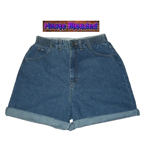 Vintage Lee High Waist Mom Shorts Large Pockets Dark Wash Retro VTG 80's Sz 10 - Picture 10 of 10